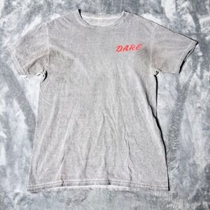 DARE Womens Small Nature Is My Drug Of Choice Graphic Tee Grey Acid Wash T-Shirt